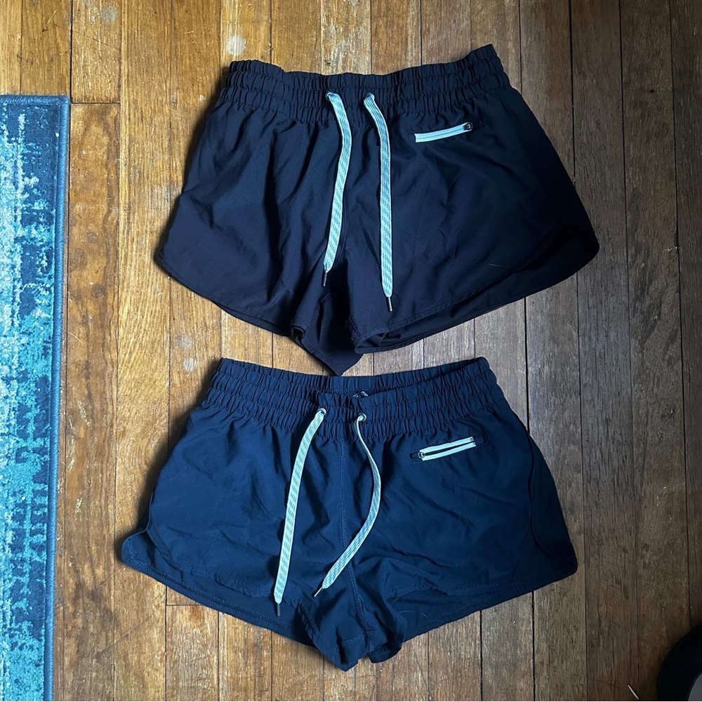 Black and Navy PAIR of Vouri Running Shorts, 2" Inseam - Women's Size Small